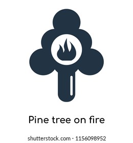 Pine tree on fire icon vector isolated on white background, Pine tree on fire transparent sign , symbols or elements in filled style