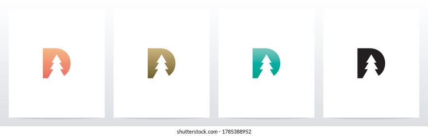 Pine Tree On Letter Logo Design D