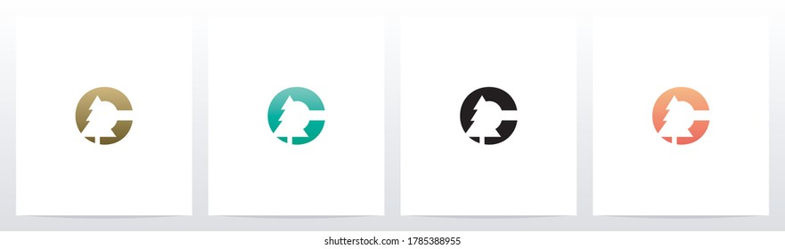 Pine Tree On Letter Logo Design C