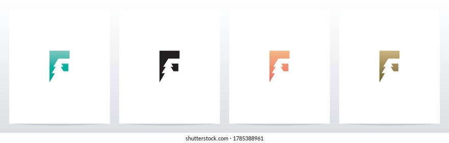 Diseño De Logotipo De Árbol Pino Sobre Letra F
