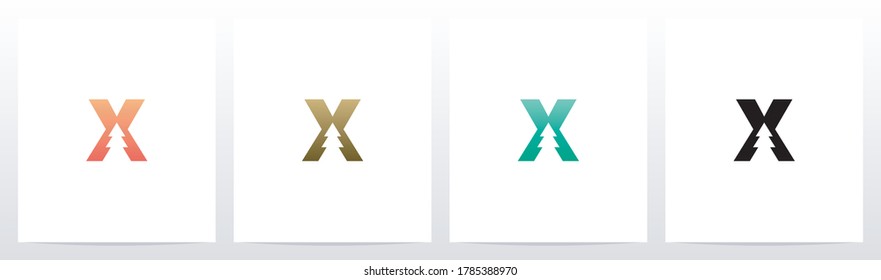 Pine Tree On Letter Logo Design X