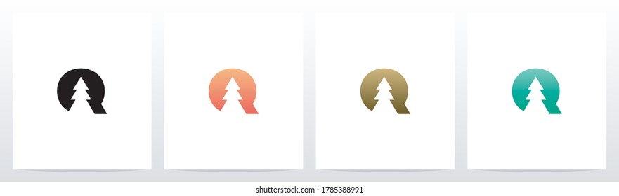 Diseño de Logotipo de Árbol De Pino En Letra Q