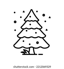 Kiefernbaum auf Schnee Symbol für den Winter in schwarzem Umriss