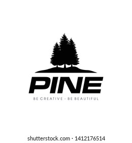 Pine, Pine Tree for Outdoor dan Hiking Logo Vector