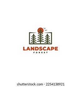 Modelo de diseño vectorial del logotipo del símbolo del árbol del pino para el exterior, diseño vectorial para evergreen, plantilla de diseño de logotipo para el exterior