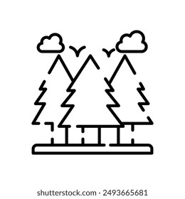 Pine Tree Outline Icon, Vector illustration