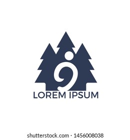 Pine tree people logo design. Healthy person people tree eco and bio icon human character icon nature care symbol.