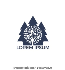 Pine tree people logo design. Healthy person people tree eco and bio icon human character icon nature care symbol.