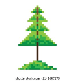 icono de estilo pixelado de árbol de pino
