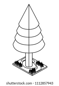pine tree plant isometric icon