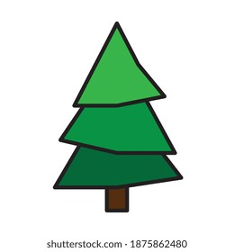 diseño de ilustraciones vectoriales de líneas de plantas de árbol de pino y estilo de relleno