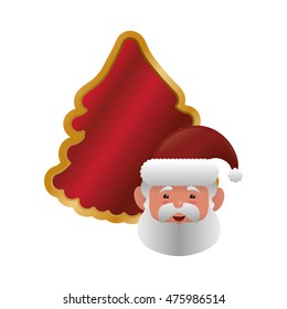 pine tree plant santa merry christmas celebration decoration icon. Flat and Isolated design. Vector illustration