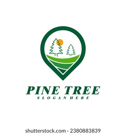 Pine Tree with Point logo design vector. Creative Pine Tree logo concepts template