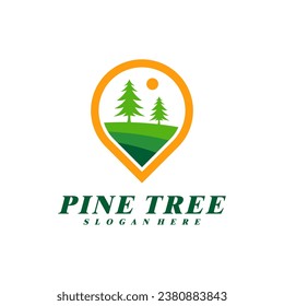 Pine Tree with Point logo design vector. Creative Pine Tree logo concepts template