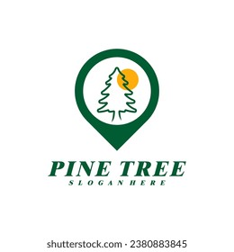 Pine Tree with Point logo design vector. Creative Pine Tree logo concepts template