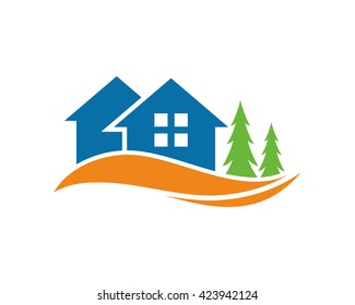 pine tree real estate house housing home residence residential residency image vector icon