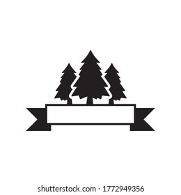 pine tree with ribbon vector design template