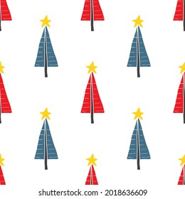 Pine tree seamless pattern. New Year and Christmas background, vector Illustration.