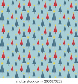 Pine tree seamless pattern. New Year and Christmas background, vector Illustration.