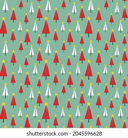 Pine tree seamless pattern. New Year and Christmas background, vector Illustration.