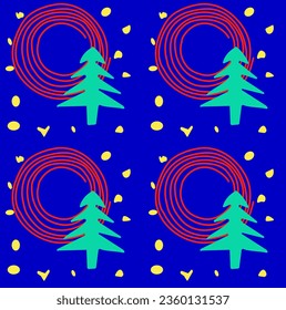 Pine tree seamless pattern vector illustration background. Christmas greetings paper 