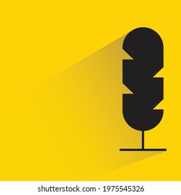 pine tree with shadow on yellow background