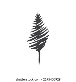 
pincel de silueta de pino, ilustración de madera de cedro, plantilla de logotipo de árbol de coníferas.
