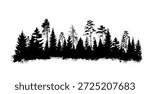 Pine tree silhouette concept. Minimalistic creativity and art with Christmas trees. Ecosystem and envorinment. Template and mock up. Cartoon flat vector illustration isolated on white background
