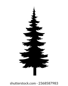 Pine tree silhouette concept. Minimalistic creativity and art with Christmas trees. Ecology and nature. Wildlife and ecosystem. Cartoon flat vector illustration isolated on white background