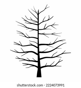 pine tree silhouette drying dead old black vector illustration   
