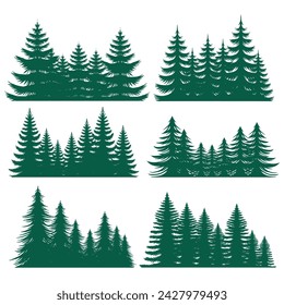 Pine tree silhouette element set collection for your company or brand