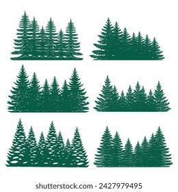 Pine tree silhouette element set collection for your company or brand