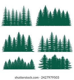 Pine tree silhouette element set collection for your company or brand