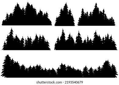 silueta de pino. fondo de paisaje forestal