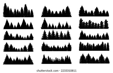Pine tree silhouette forest set collection vector illustration for your company or brand