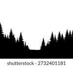 pine tree silhouette, icon isolated on white background