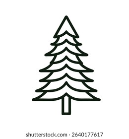 Pine Tree Silhouette Icon on White Background – Evergreen Forest Symbol Vector Illustration