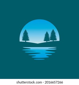 Pine tree silhouette logo design vector illustration	