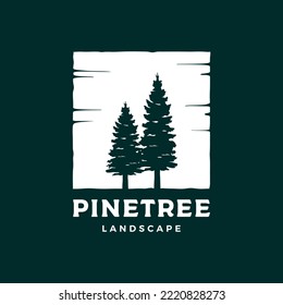 Pine tree silhouette logo design vector illustration