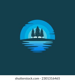 Pine tree silhouette logo design vector illustration