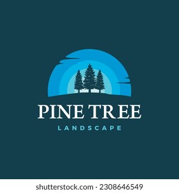 Pine tree silhouette logo design vector illustration