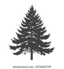 Pine Tree Silhouette in Minimalist Design