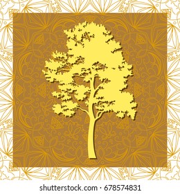 Pine Tree Silhouette on Abstract Brown Background, Element for Seamless Tile Pattern. Vector