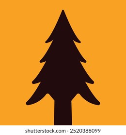 Kiefernbaumsilhouette auf orangefarbenem Hintergrund