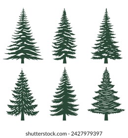 Pine tree silhouette set collection for your company or brand