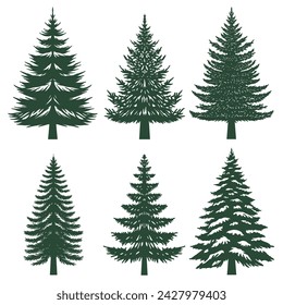 Pine tree silhouette set collection for your company or brand