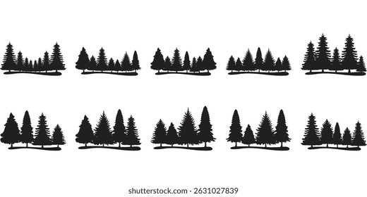  Pine Tree Silhouette Set Element