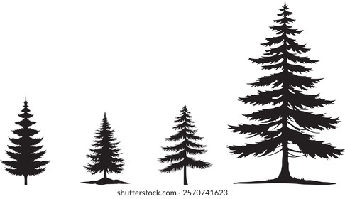 Pine Tree Silhouette Set - Nature-Inspired Vector Graphics