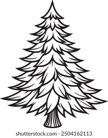 Pine Tree Silhouette Vector  Art Illustration