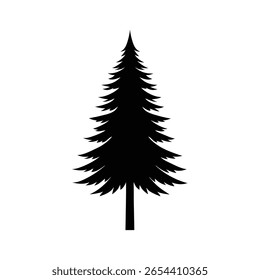 Pine Tree Silhouette Vector Art Illustration